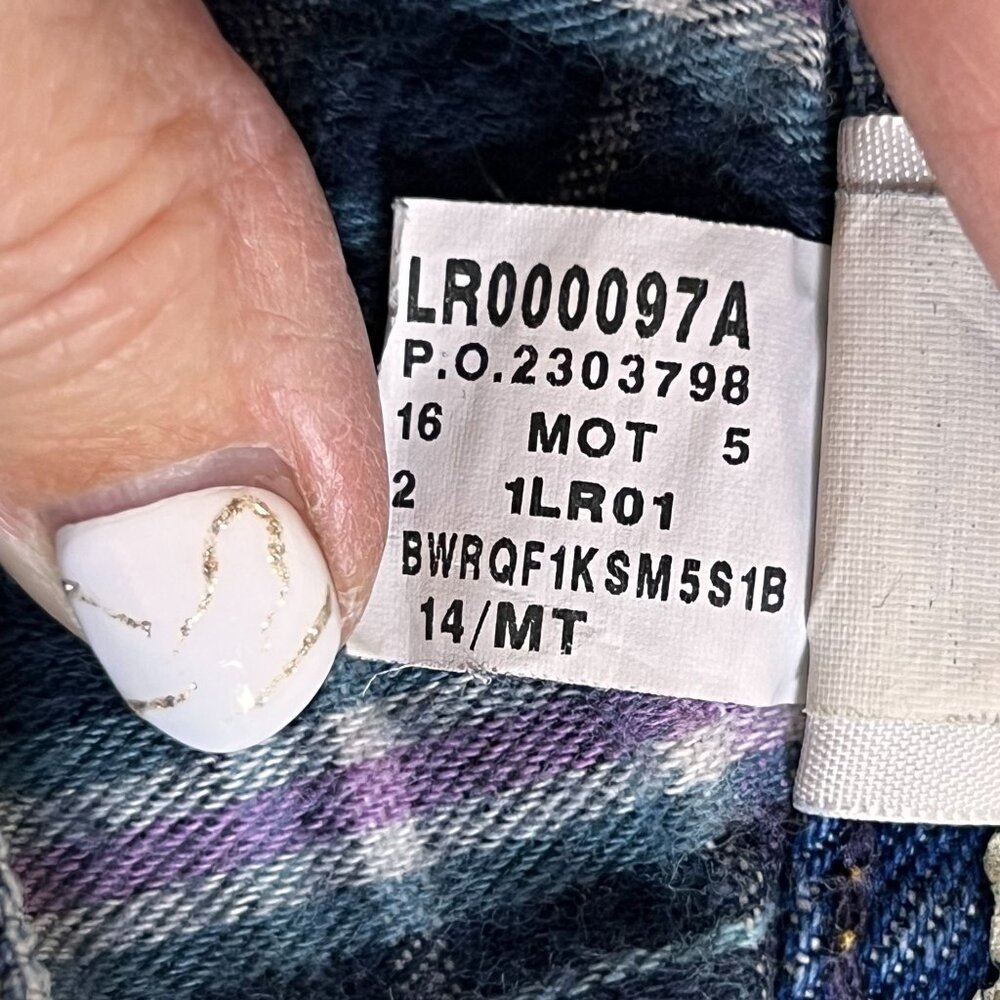 LL Bean Womens Blue Jeans Plaid Lined 14 MT Plaid Lined Original Fit Work Wear - Picture 7 of 14